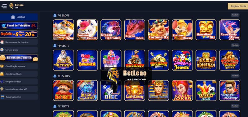 Jogos disponíveis e variedade de slots